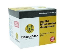 AGULHA DESCARTÁVEL ESTÉRIL - 25 X 7 MM - 100 UNID - DESCARPACK